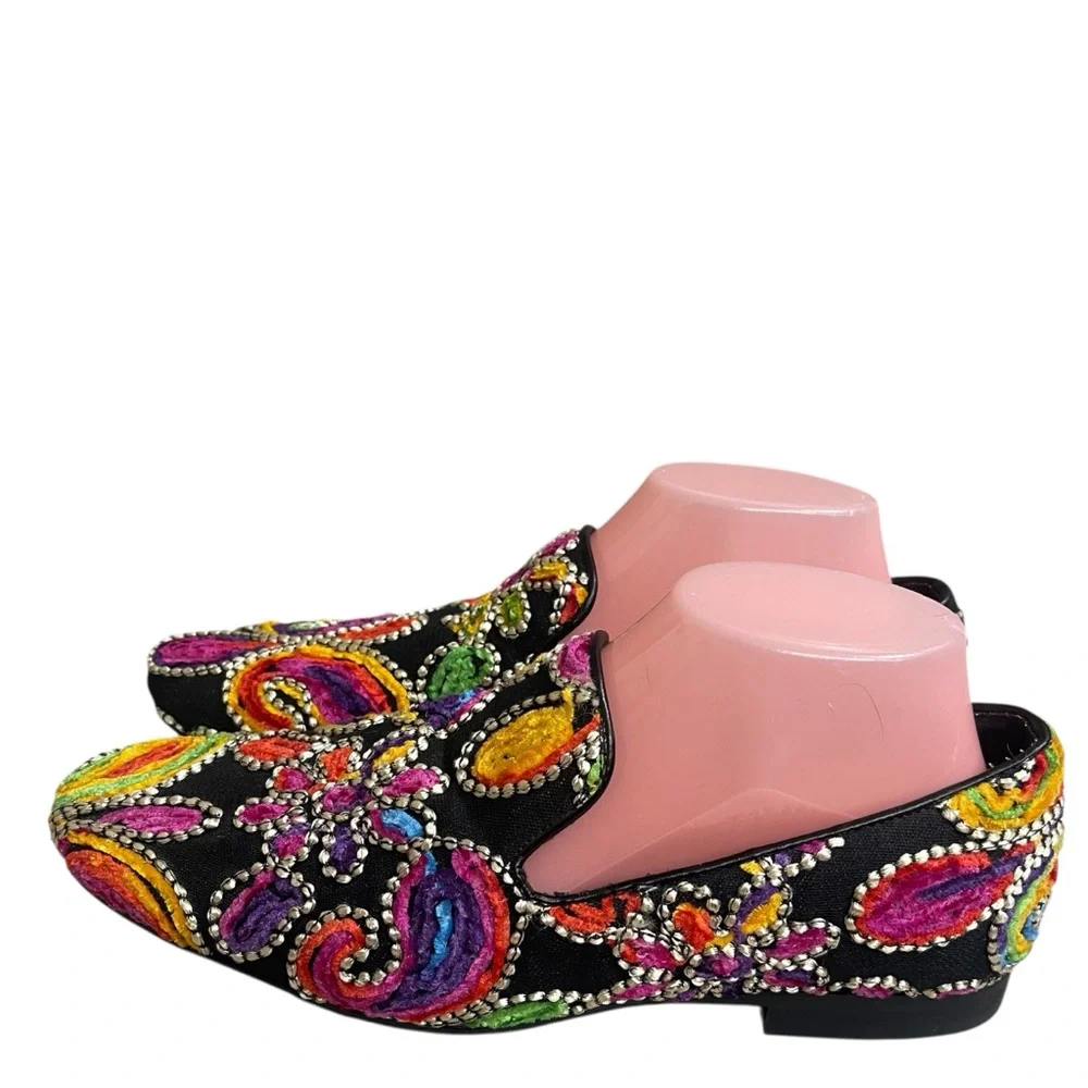 Giorgio Brutini Mens Loafers Shoes Multicolor Fabric Slip-On Paisley 7‎ New